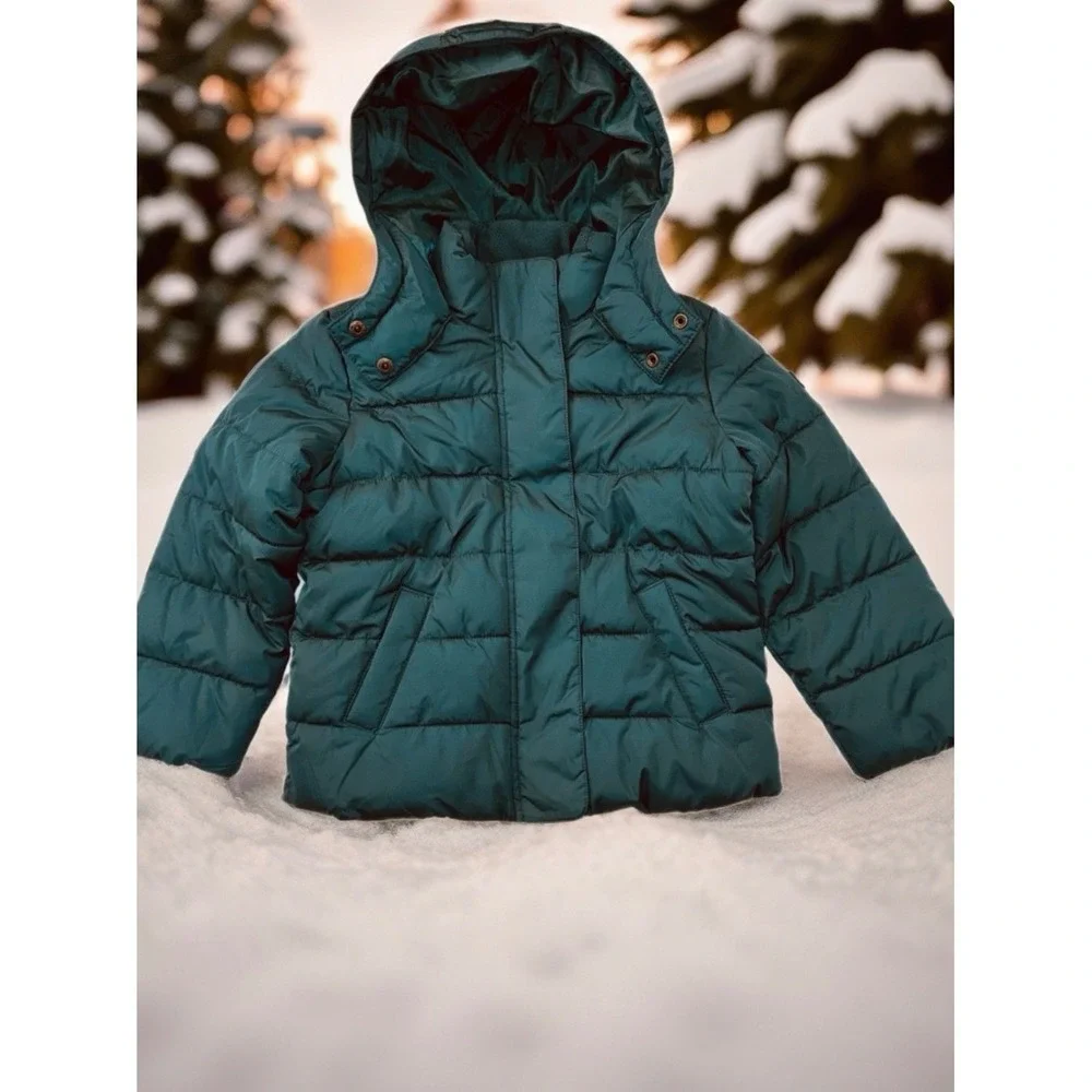 NWT Gap Puffer Jacket Kids Size‎ S Teal Cold Control Max Water Resistant Coat